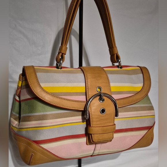 Vintage 04 Coach Soho-Hampton Striped Satchel - Picture 3 of 16